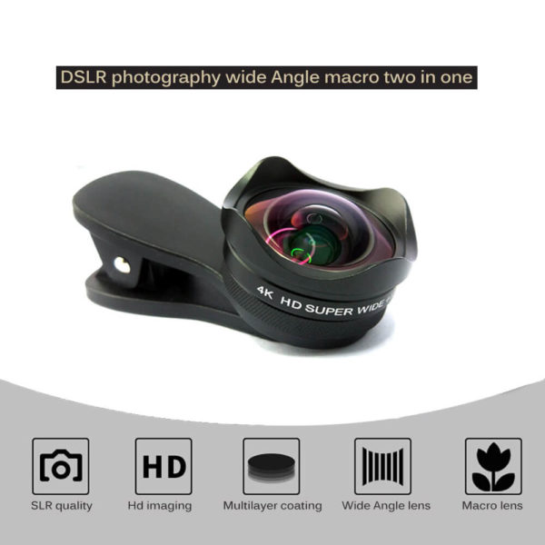 Professional 4K HD 120 Degree Wide Angle Len 15X Macro Phone Camera Lens 15mm