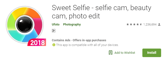 Sweet Selfie - selfie cam, beauty cam, photo edit