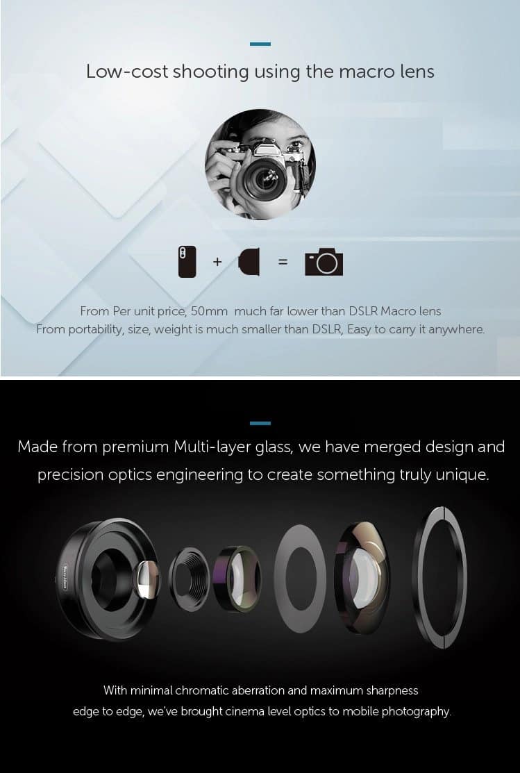 APEXEL Professional 4K 50mm HD Macro Lens for SmartPhone SOP