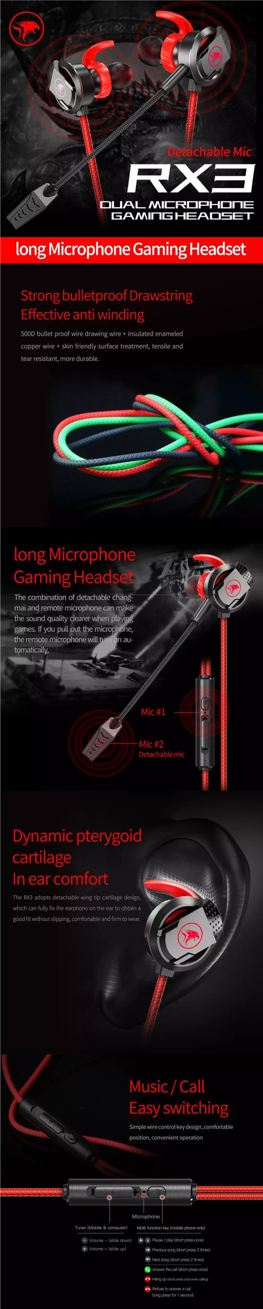 Plextone Mowi RX3 Dual Microphone Gaming Earphone 3.5mm Price in