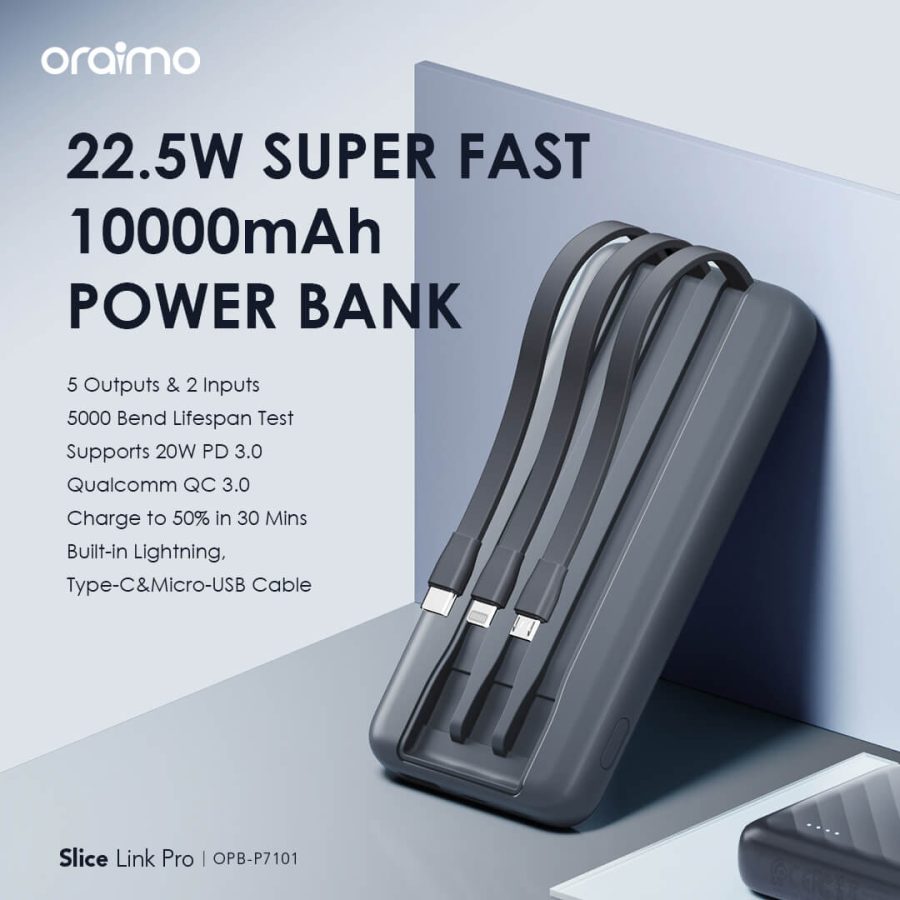 oraimo Slice Link Pro 10000mAh 22.5W Power Bank